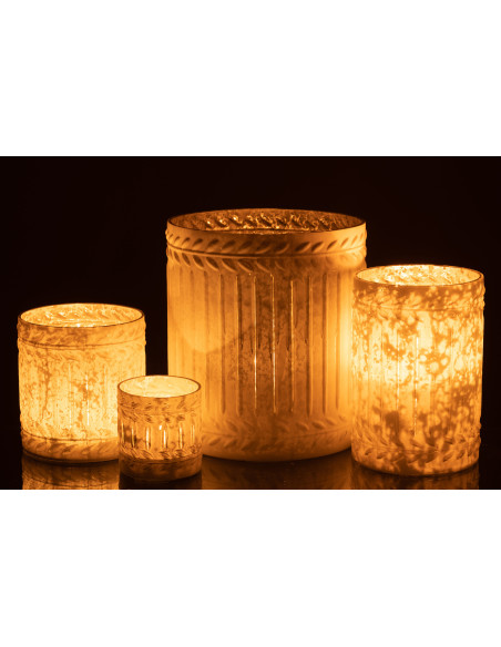 Bougeoir style vintage XL Diamètre 20 cm en Verre Blanc Vieilli Ezy - 6