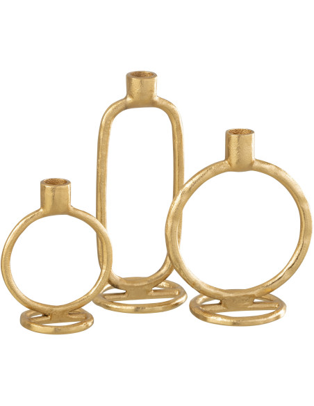 Bougeoir moderne Anneau Hauteur 19 cm en Métal Doré Wrelton - 3