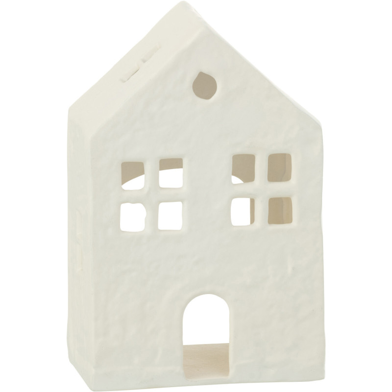 Photophore moderne Maison Hauteur 19 cm en Métal Blanc Elvinae - 1