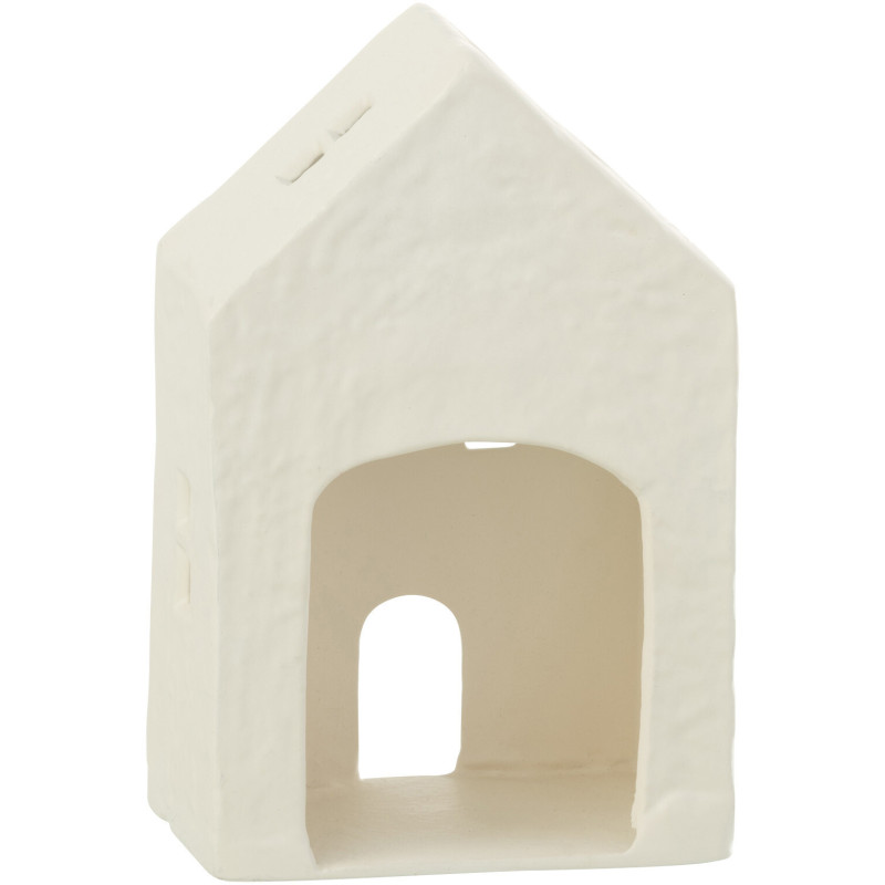 Photophore moderne Maison Hauteur 19 cm en Métal Blanc Elvinae - 4