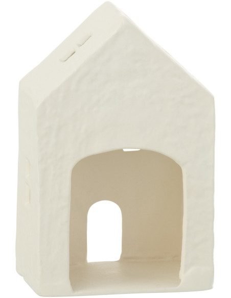 Photophore moderne Maison Hauteur 19 cm en Métal Blanc Elvinae - 4