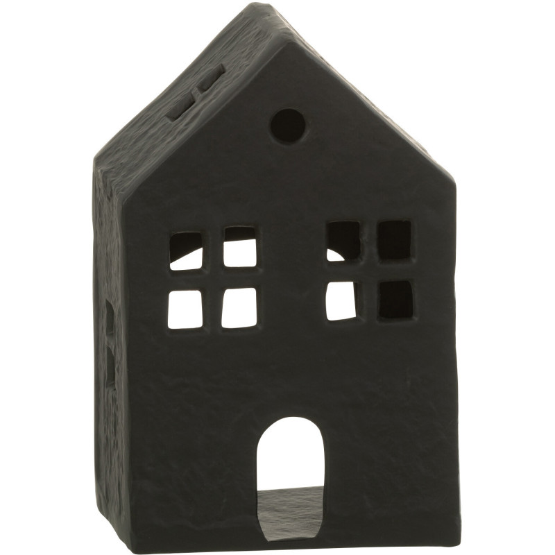 Photophore moderne Maison Hauteur 19 cm en Métal Noir Elvinae - 1