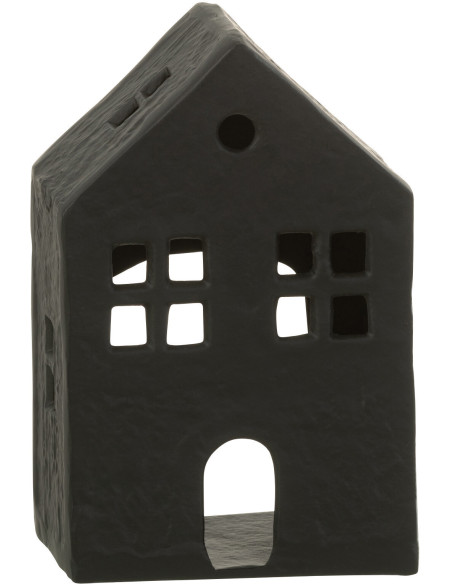 Photophore moderne Maison Hauteur 19 cm en Métal Noir Elvinae - 1