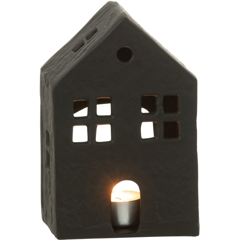 Photophore moderne Maison Hauteur 19 cm en Métal Noir Elvinae - 3