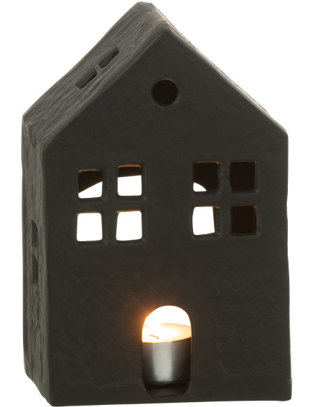 Photophore moderne Maison Hauteur 19 cm en Métal Noir Elvinae - 3