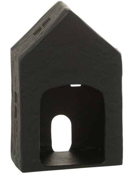 Photophore moderne Maison Hauteur 19 cm en Métal Noir Elvinae - 5