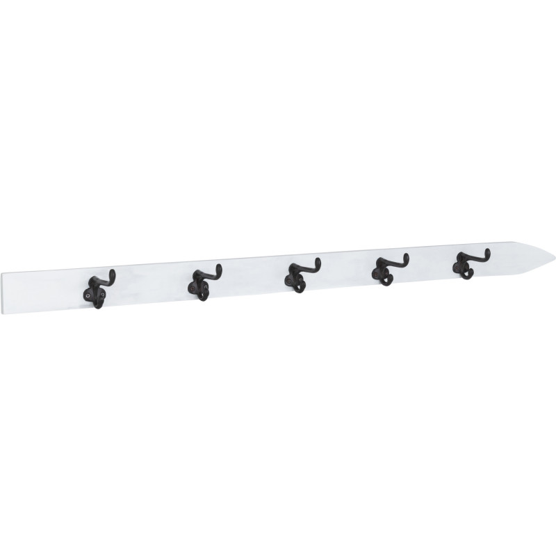 Porte manteau mural original Ski 102 cm 5 crochets en Bois Blanc Xalvor - 1