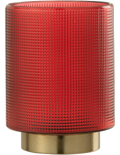 Photophore moderne Diamètre 12 cm en Verre Rouge Doré Ivano - 1