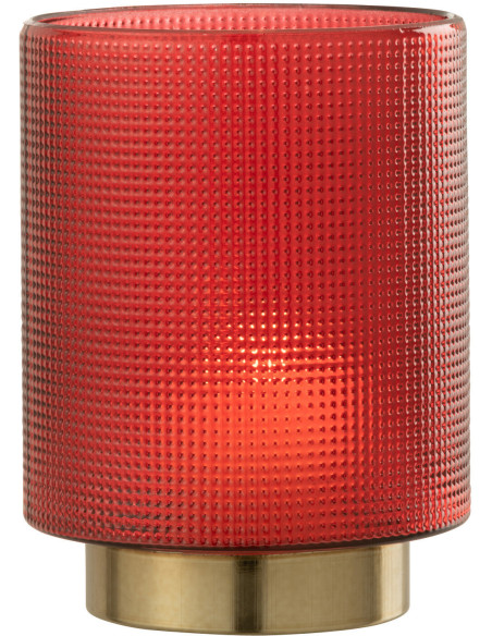 Photophore moderne Diamètre 12 cm en Verre Rouge Doré Ivano - 2