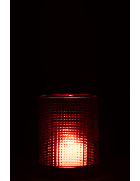 Photophore moderne Diamètre 12 cm en Verre Rouge Doré Ivano - 3