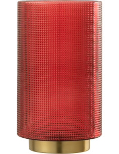 Photophore moderne Diamètre 13 cm en Verre Rouge Doré Ivano - 1