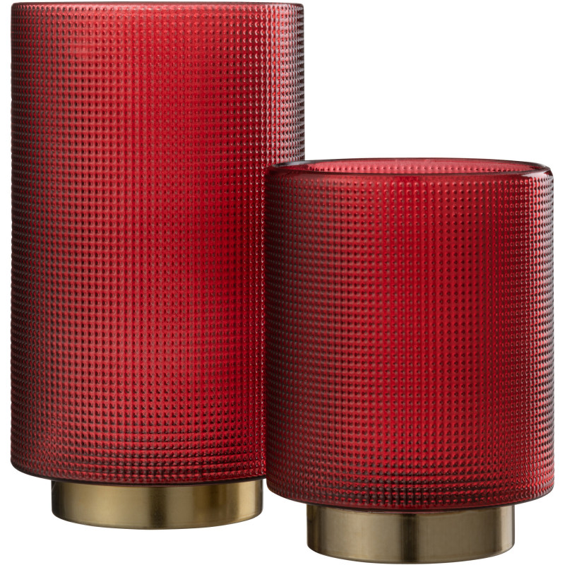 Photophore moderne Diamètre 13 cm en Verre Rouge Doré Ivano - 4