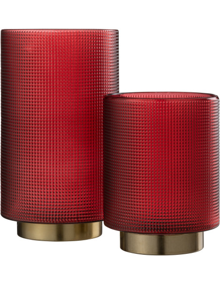 Photophore moderne Diamètre 13 cm en Verre Rouge Doré Ivano - 4