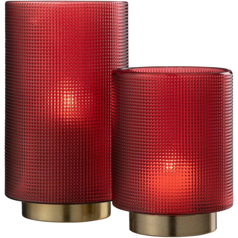 Photophore moderne Diamètre 13 cm en Verre Rouge Doré Ivano - 5