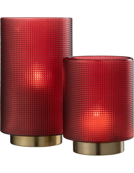 Photophore moderne Diamètre 13 cm en Verre Rouge Doré Ivano - 5