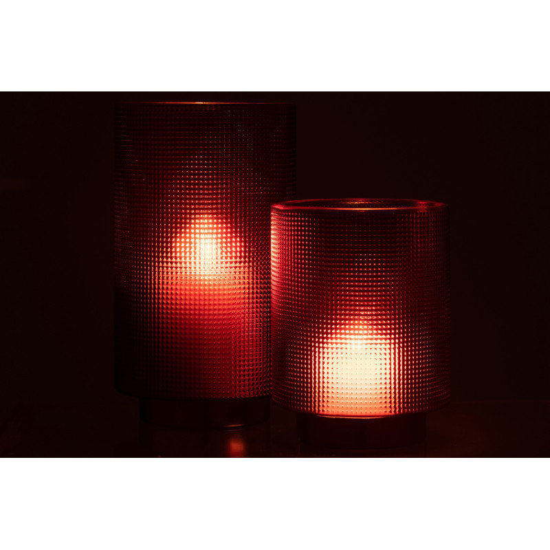 Photophore moderne Diamètre 13 cm en Verre Rouge Doré Ivano - 6