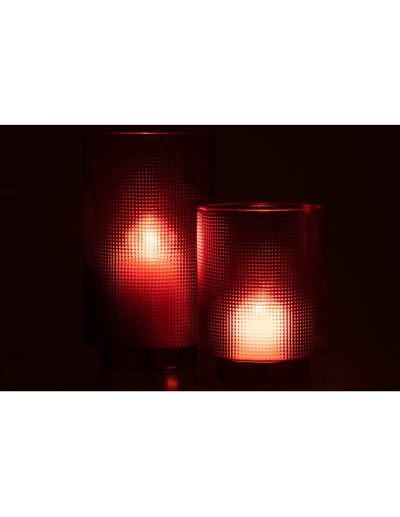 Photophore moderne Diamètre 13 cm en Verre Rouge Doré Ivano - 6