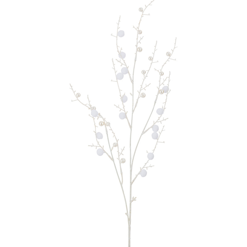 Branche artificielle XXL Pompon Hauteur 93 cm en Plastique Blanc Effet givré - 1