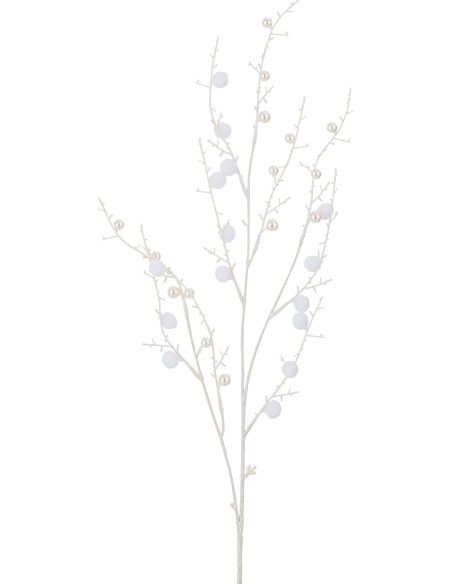 Branche artificielle XXL Pompon Hauteur 93 cm en Plastique Blanc Effet givré - 1