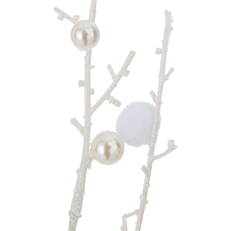 Branche artificielle XXL Pompon Hauteur 93 cm en Plastique Blanc Effet givré - 2
