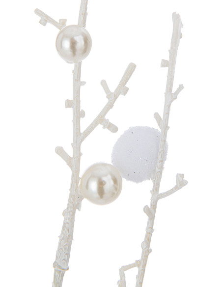 Branche artificielle XXL Pompon Hauteur 93 cm en Plastique Blanc Effet givré - 2