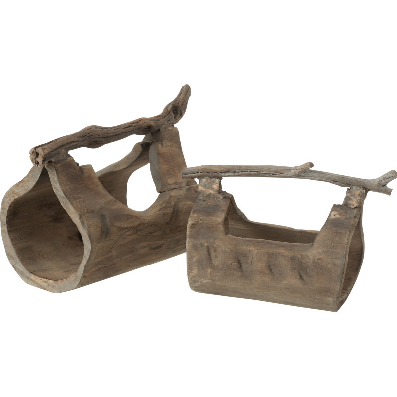 Porte bouteille de table Tronc 33 cm en Bois de saule Naturel Olven - 3