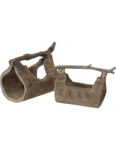 Porte bouteille de table Tronc 33 cm en Bois de saule Naturel Olven - 3