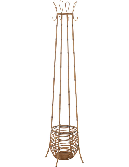 Porte manteau vintage avec porte parapluie 167 cm en Rotin Naturel Métal Taldor - 1