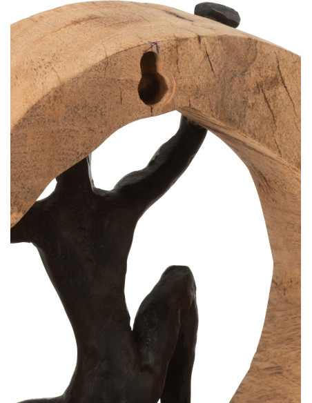 Décoration murale originale 3 personnages abstraits en Bois de manguier Naturel Métal Noir Welie (Lot de 3) - 2
