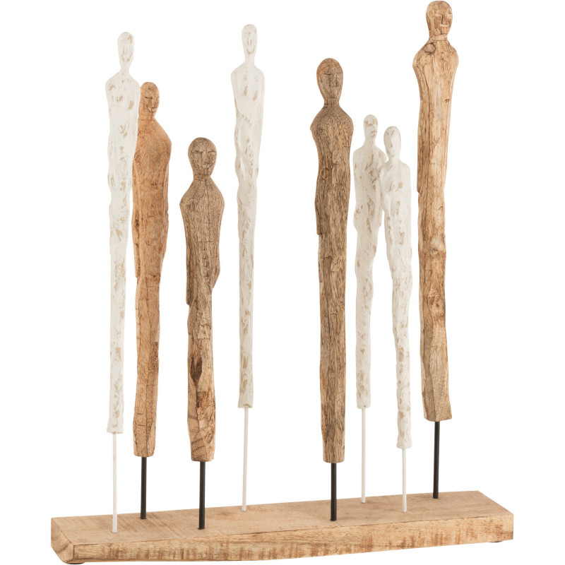 Objet déco à poser original Silhouettes Hauteur 57 cm en Bois de manguier Métal Naturel Blanc Oslan - 1