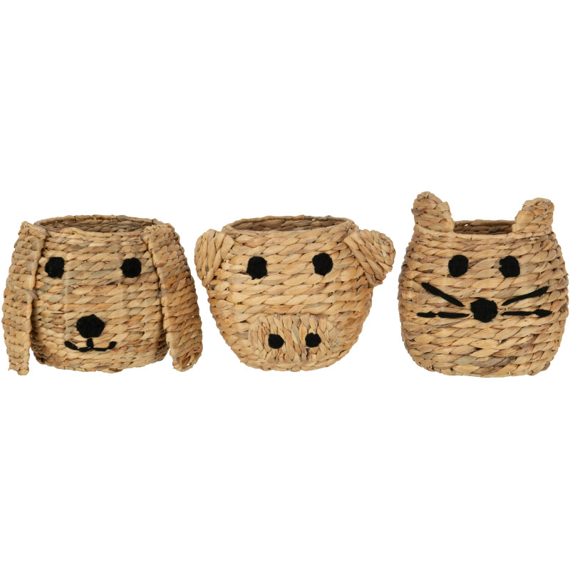 Panier de rangement original Animaux en Jacinthe d'eau Naturel Ulvorn (Lot de 3) - 1
