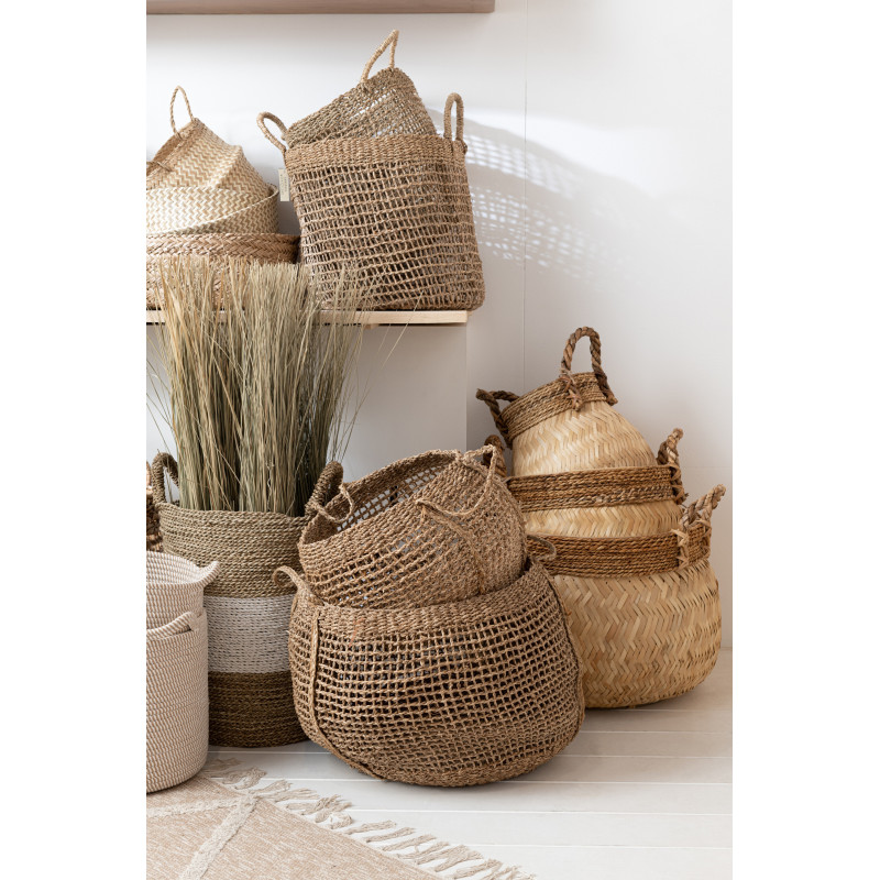Panier de rangement Boule Rond en Bambou Corde Naturel Nolira (Lot de 3) - 2