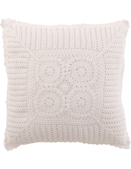 Coussin Carré Dolva 45x45 en Coton Blanc Motif dentelle - 1