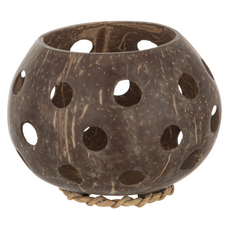 Photophore original Diamètre 10 cm en Noix de coco Marron Ilsia - 1