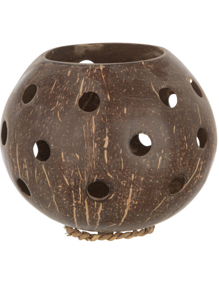 Photophore original Diamètre 14 cm en Noix de coco Marron Ilsia - 1