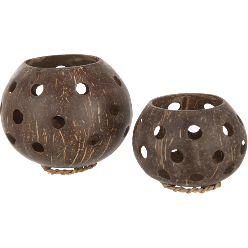 Photophore original Diamètre 14 cm en Noix de coco Marron Ilsia - 2