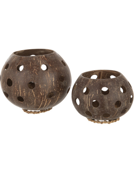 Photophore original Diamètre 14 cm en Noix de coco Marron Ilsia - 2