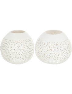 Photophore original bohème Diamètre 14 cm en Noix de coco Blanc Cernok (Lot de 2) - 1