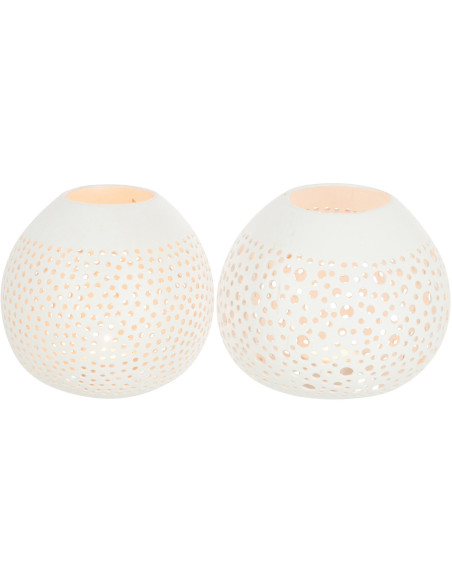 Photophore original bohème Diamètre 14 cm en Noix de coco Blanc Cernok (Lot de 2) - 3