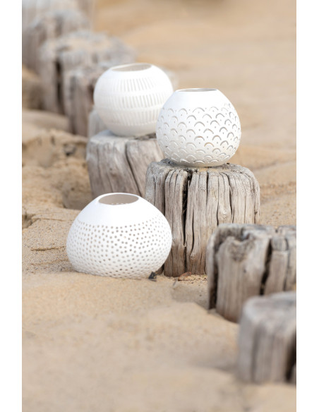 Photophore original bohème Diamètre 14 cm en Noix de coco Blanc Cernok (Lot de 3) - 2