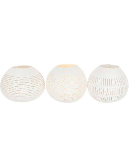 Photophore original bohème Diamètre 14 cm en Noix de coco Blanc Cernok (Lot de 3) - 3