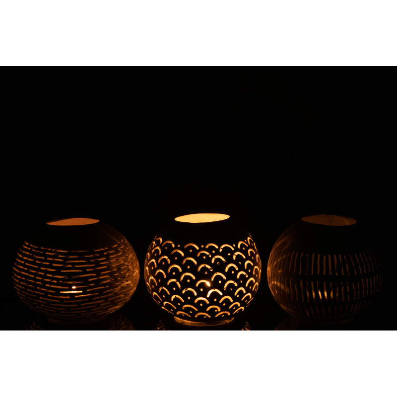 Photophore original bohème Diamètre 14 cm en Noix de coco Blanc Cernok (Lot de 3) - 4