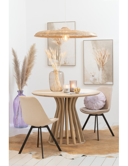 Coussin Rond Dolva 40 cm en Coton Rose Motif dentelle - 4