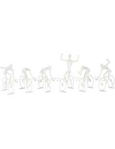 Statuettes déco originales Course cycliste Hauteur 14 cm en Résine Métal Blanc Selviano (Lot de 6) - 1