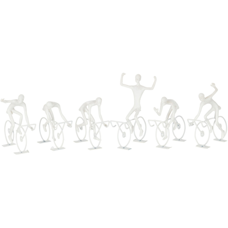 Statuettes déco originales Course cycliste Hauteur 14 cm en Résine Métal Blanc Selviano (Lot de 6) - 1