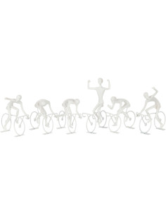Statuettes déco originales Course cycliste Hauteur 27 cm en Résine Métal Blanc Selviano (Lot de 6) - 1