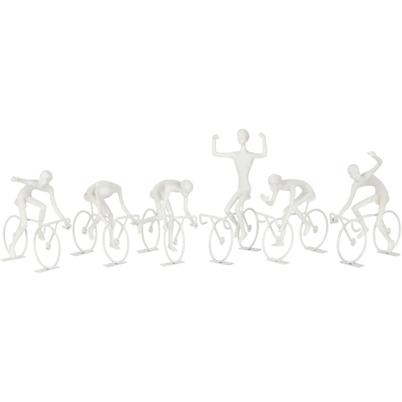 Statuettes déco originales Course cycliste Hauteur 27 cm en Résine Métal Blanc Selviano (Lot de 6) - 1