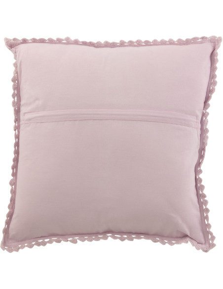 Coussin Carré Dolva 45x45 en Coton Rose Motif dentelle - 2