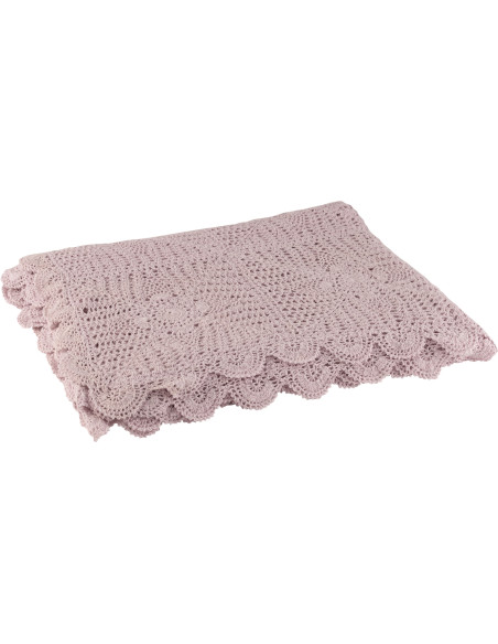 Nappe rectangulaire en coton rose dentelles 135x200 - 1