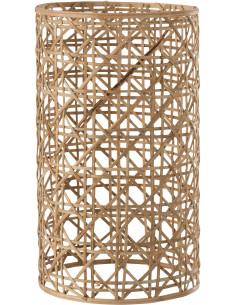 Photophore vintage XL Diamètre 15 cm en Verre Transparent Rotin Naturel Cannage Candice - 1